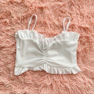 White Ruffle Crop Top